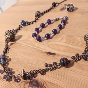 🟣 Purple bundle Necklace, Bracelet, and ring